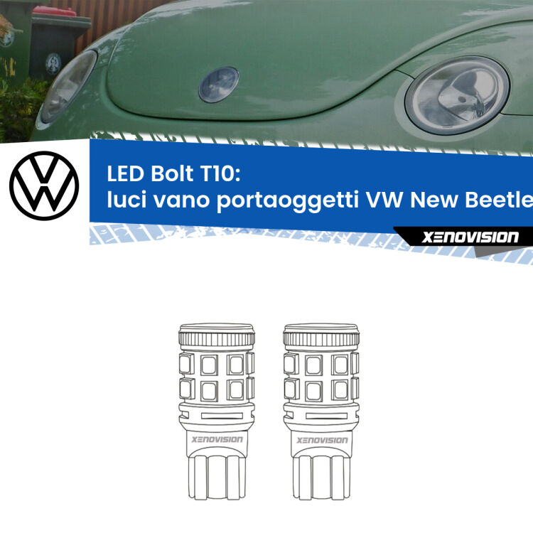 <strong>Luci Vano Portaoggetti LED per VW New Beetle</strong>  1998 - 2010. Coppia lampade <strong>T10</strong> modello Bolt canbus.