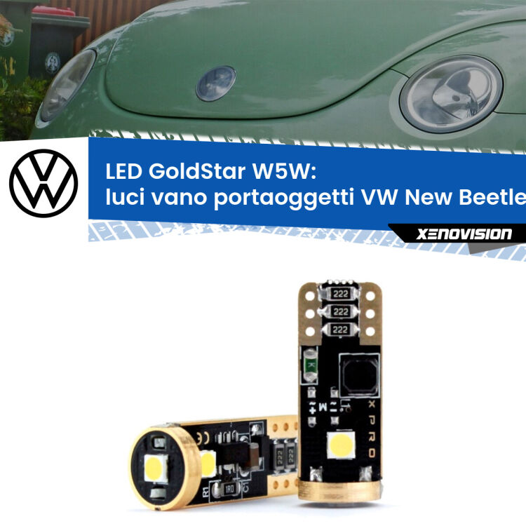 <strong>Luci Vano Portaoggetti LED VW New Beetle</strong>  1998 - 2010: ottima luminosità a 360 gradi. Si inseriscono ovunque. Canbus, Top Quality.