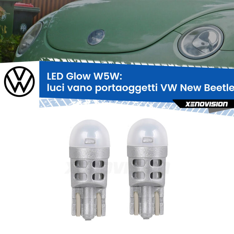 <strong>Luci Vano Portaoggetti LED luce calda per VW New Beetle</strong>  1998 - 2010. Coppia lampade <strong>W5W</strong> modello Glow di Xenovision.