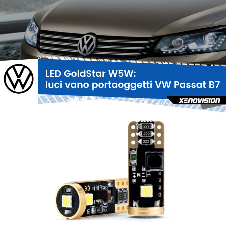 <strong>Luci Vano Portaoggetti LED VW Passat</strong> B7 2010 - 2014: ottima luminosità a 360 gradi. Si inseriscono ovunque. Canbus, Top Quality.