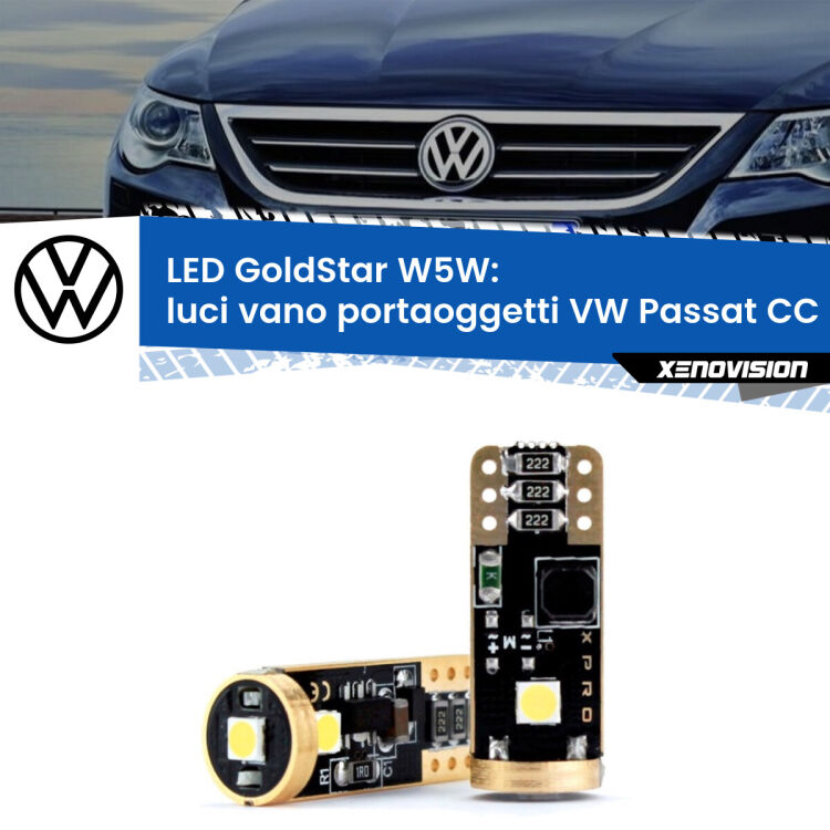 <strong>Luci Vano Portaoggetti LED VW Passat CC</strong> 357 2008 - 2012: ottima luminosità a 360 gradi. Si inseriscono ovunque. Canbus, Top Quality.