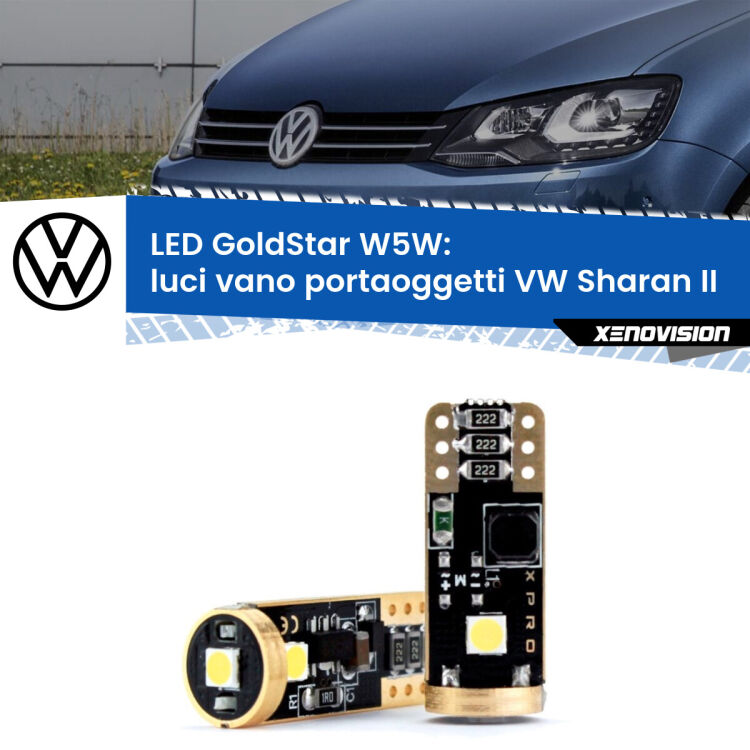 <strong>Luci Vano Portaoggetti LED VW Sharan</strong> II 2010 - 2019: ottima luminosità a 360 gradi. Si inseriscono ovunque. Canbus, Top Quality.