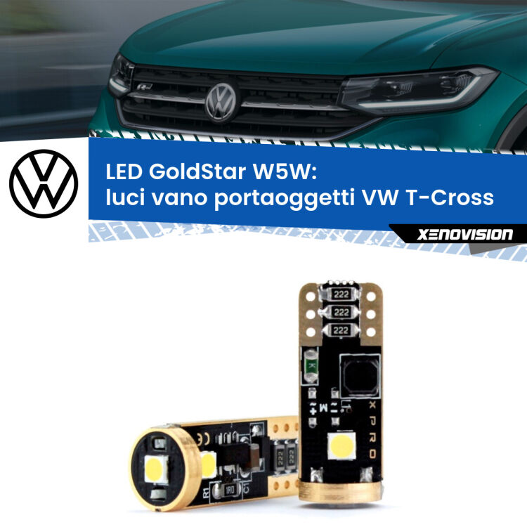 <strong>Luci Vano Portaoggetti LED VW T-Cross</strong>  in poi: ottima luminosità a 360 gradi. Si inseriscono ovunque. Canbus, Top Quality.