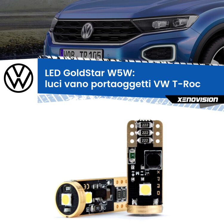 <strong>Luci Vano Portaoggetti LED VW T-Roc</strong>  2017 in poi: ottima luminosità a 360 gradi. Si inseriscono ovunque. Canbus, Top Quality.