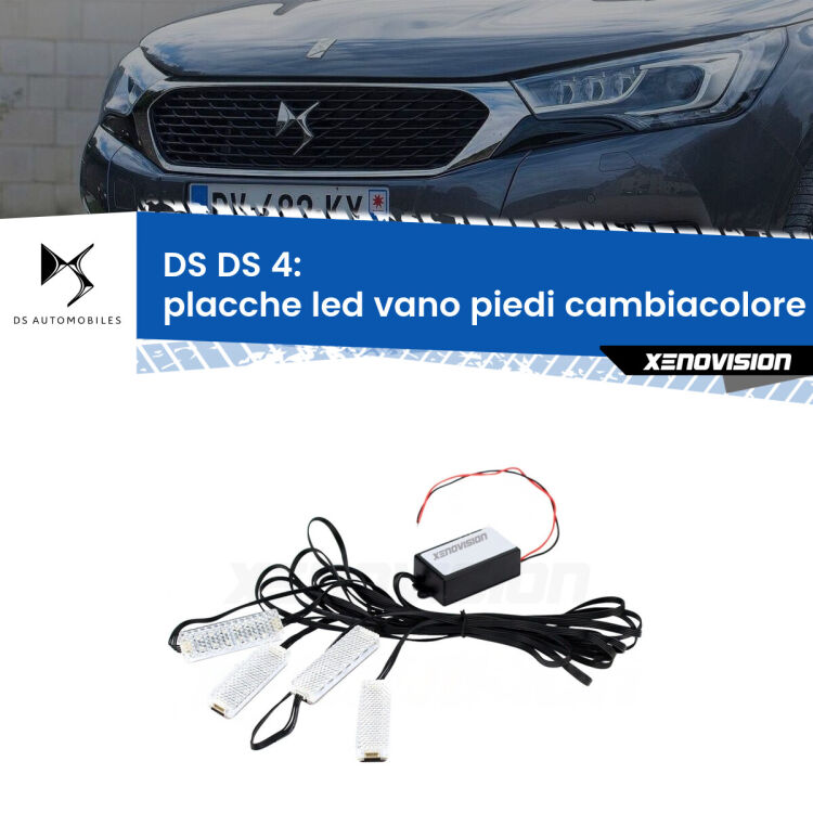 <strong>Kit placche LED cambiacolore vano piedi DS DS 4</strong>  2015 - 2018. 4 placche <strong>Bluetooth</strong> con app Android /iOS.