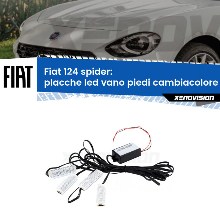 <strong>Kit placche LED cambiacolore vano piedi Fiat 124 spider</strong>  2016 in poi. 4 placche <strong>Bluetooth</strong> con app Android /iOS.