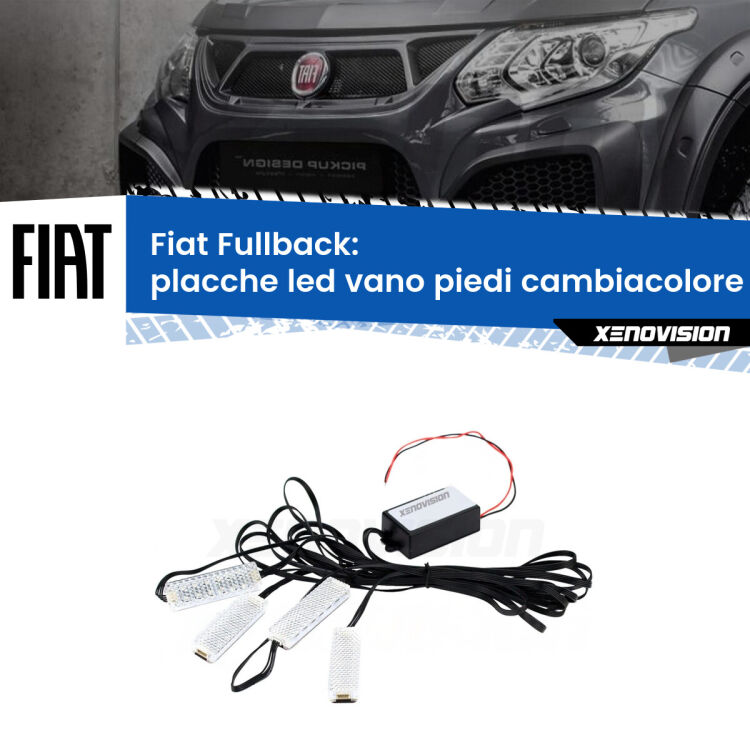 <strong>Kit placche LED cambiacolore vano piedi Fiat Fullback</strong>  2016 - 2019. 4 placche <strong>Bluetooth</strong> con app Android /iOS.