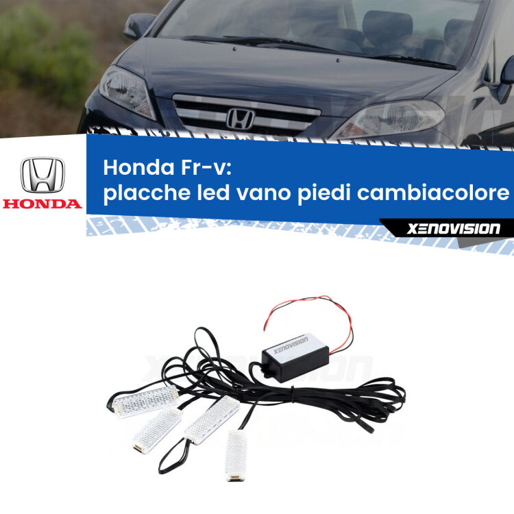 <strong>Kit placche LED cambiacolore vano piedi Honda Fr-v</strong>  2004 - 2009. 4 placche <strong>Bluetooth</strong> con app Android /iOS.