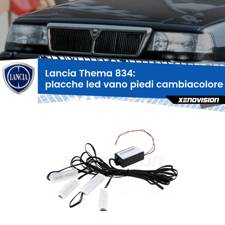 <strong>Kit placche LED cambiacolore vano piedi Lancia Thema</strong> 834 1984 - 1994. 4 placche <strong>Bluetooth</strong> con app Android /iOS.