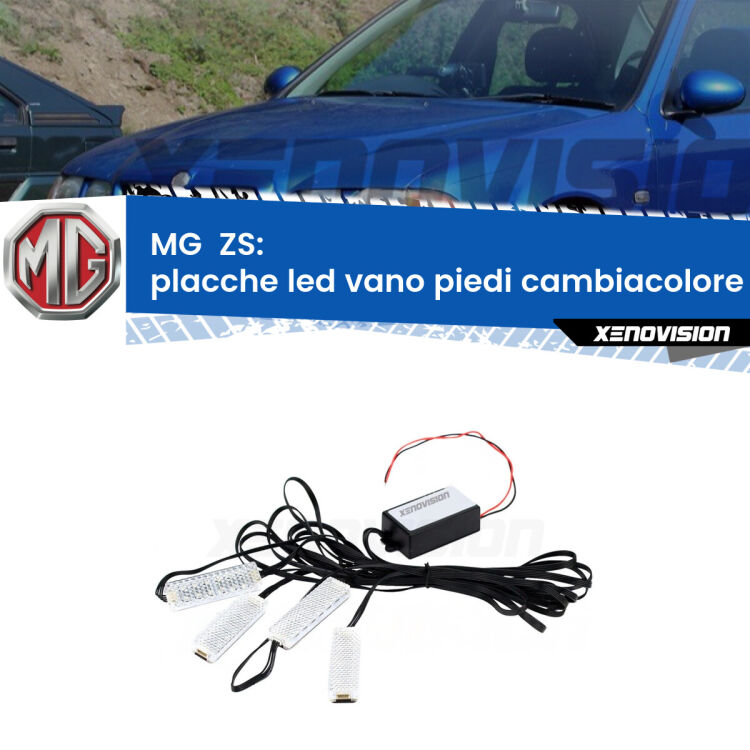 <strong>Kit placche LED cambiacolore vano piedi MG  ZS</strong>  2001 - 2005. 4 placche <strong>Bluetooth</strong> con app Android /iOS.