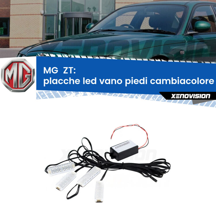 <strong>Kit placche LED cambiacolore vano piedi MG  ZT</strong>  2001 - 2005. 4 placche <strong>Bluetooth</strong> con app Android /iOS.