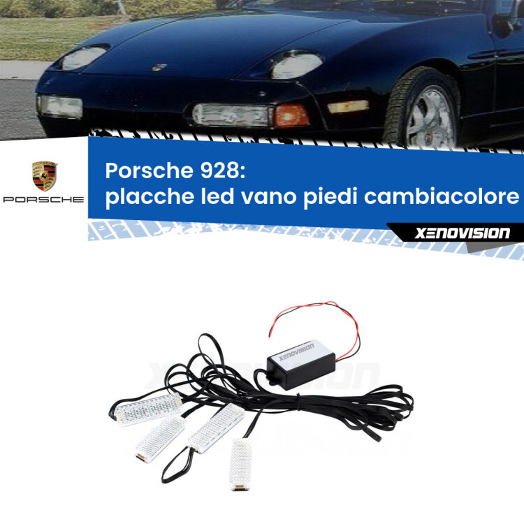 <strong>Kit placche LED cambiacolore vano piedi Porsche 928</strong>  1977 - 1995. 4 placche <strong>Bluetooth</strong> con app Android /iOS.