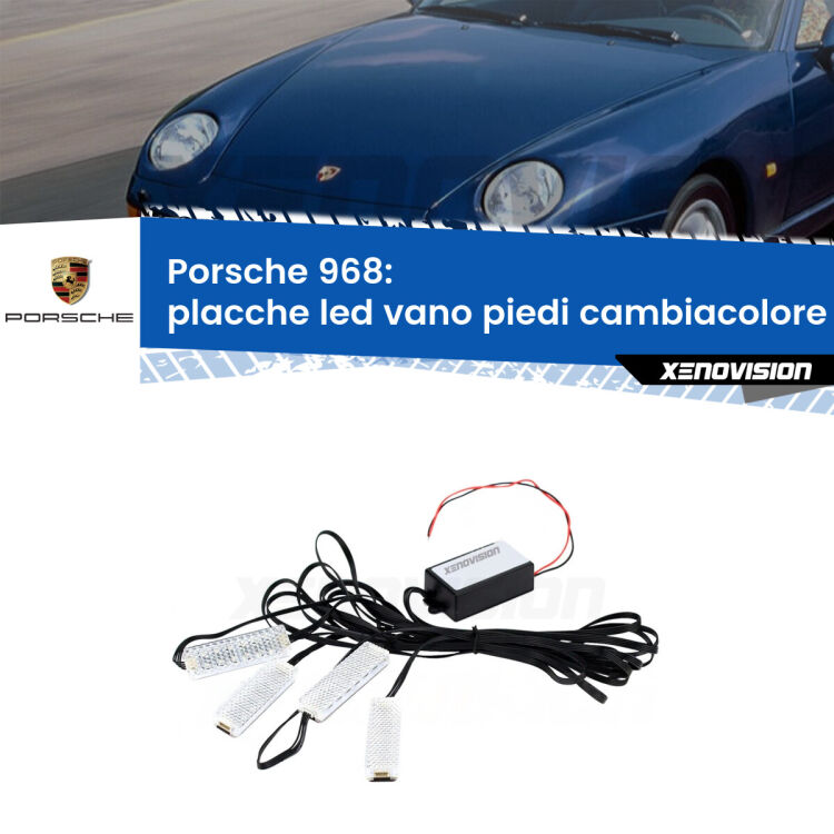 <strong>Kit placche LED cambiacolore vano piedi Porsche 968</strong>  1991 - 1995. 4 placche <strong>Bluetooth</strong> con app Android /iOS.