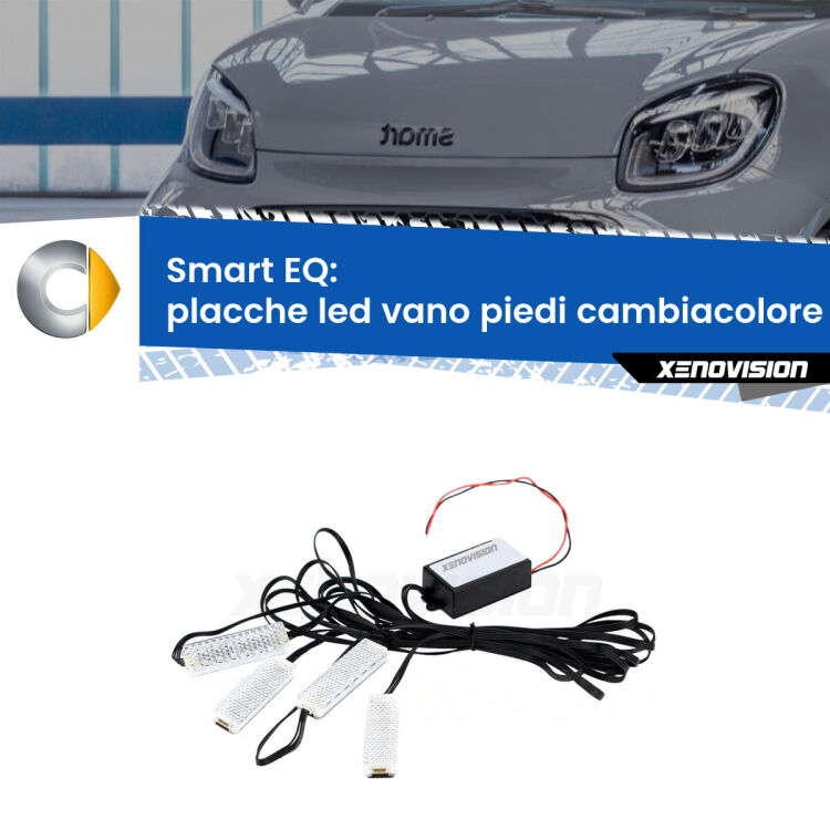 <strong>Kit placche LED cambiacolore vano piedi Smart EQ</strong>  2018 - 2023. 4 placche <strong>Bluetooth</strong> con app Android /iOS.