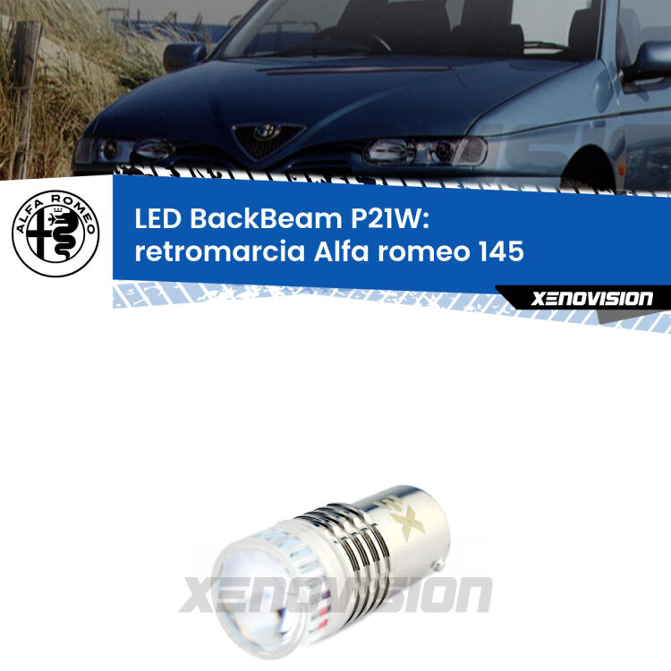 <strong>Retromarcia LED per Alfa romeo 145</strong>  1994 - 2001. Lampada <strong>P21W</strong> canbus. Illumina a giorno con questo straordinario cannone LED a luminosità estrema.