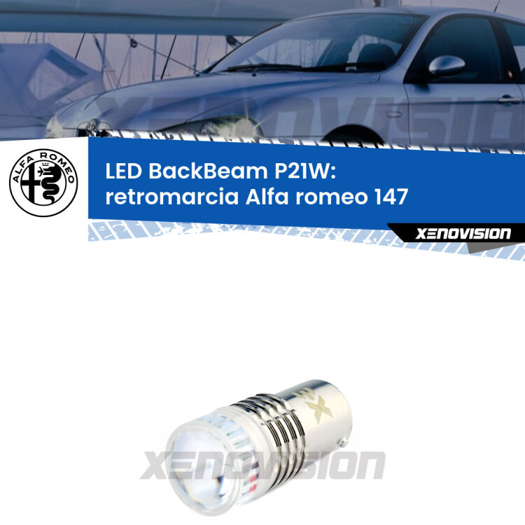 <strong>Retromarcia LED per Alfa romeo 147</strong>  2000 - 2010. Lampada <strong>P21W</strong> canbus. Illumina a giorno con questo straordinario cannone LED a luminosità estrema.