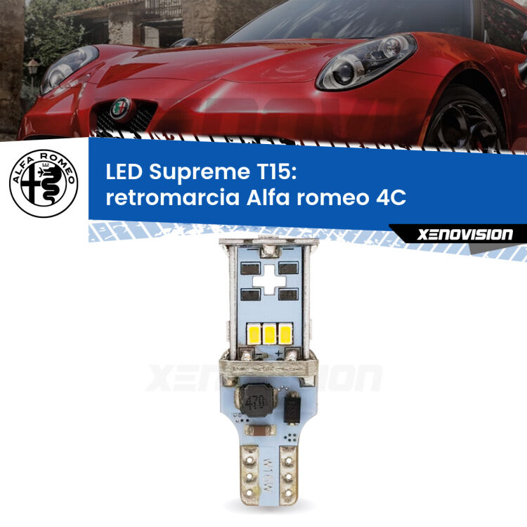 <strong>LED retromarcia per Alfa romeo 4C</strong>  2013 in poi. 15 Chip CREE 3535, sviluppa un'incredibile potenza. Qualità Massima. Oltre 6W reali di pura potenza.