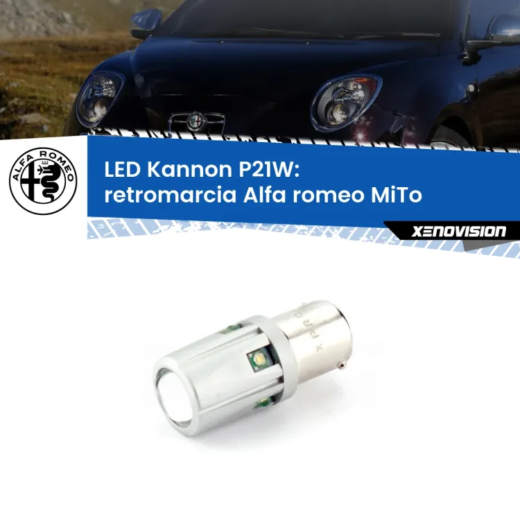 <strong>LED per Retromarcia Alfa romeo MiTo  2008 - 2018.</strong>Lampadina P21W con una poderosa illuminazione frontale rafforzata da 5 potenti chip laterali.