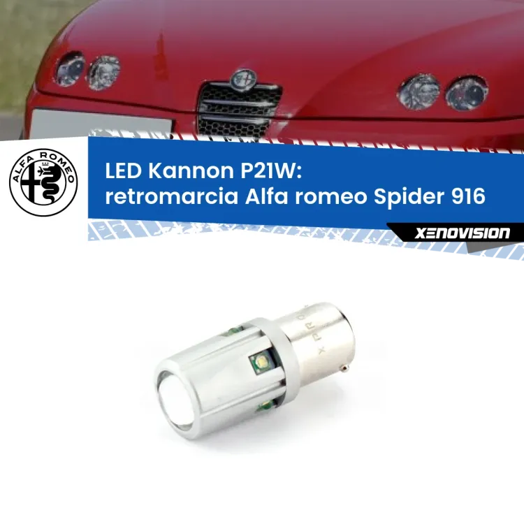 <strong>LED per Retromarcia Alfa romeo Spider 916 1995 - 2005.</strong>Lampadina P21W con una poderosa illuminazione frontale rafforzata da 5 potenti chip laterali.