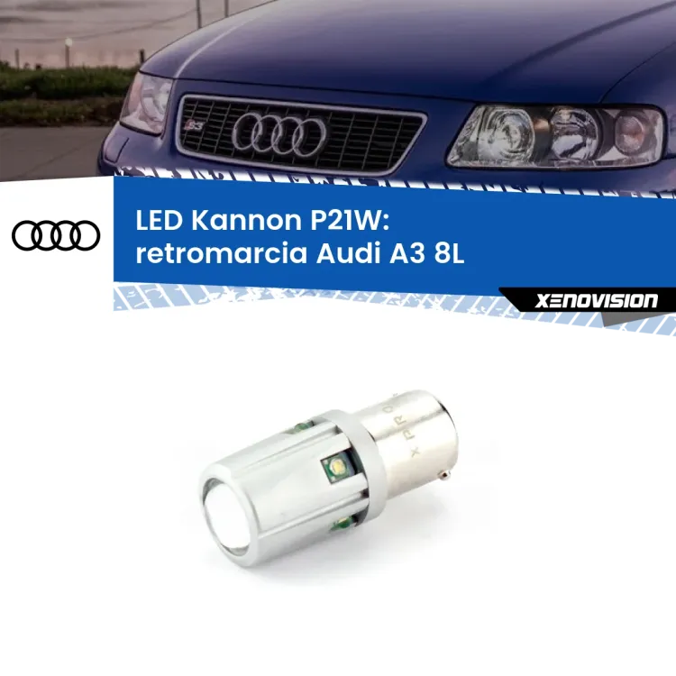 <strong>LED per Retromarcia Audi A3 8L 1996 - 2003.</strong>Lampadina P21W con una poderosa illuminazione frontale rafforzata da 5 potenti chip laterali.