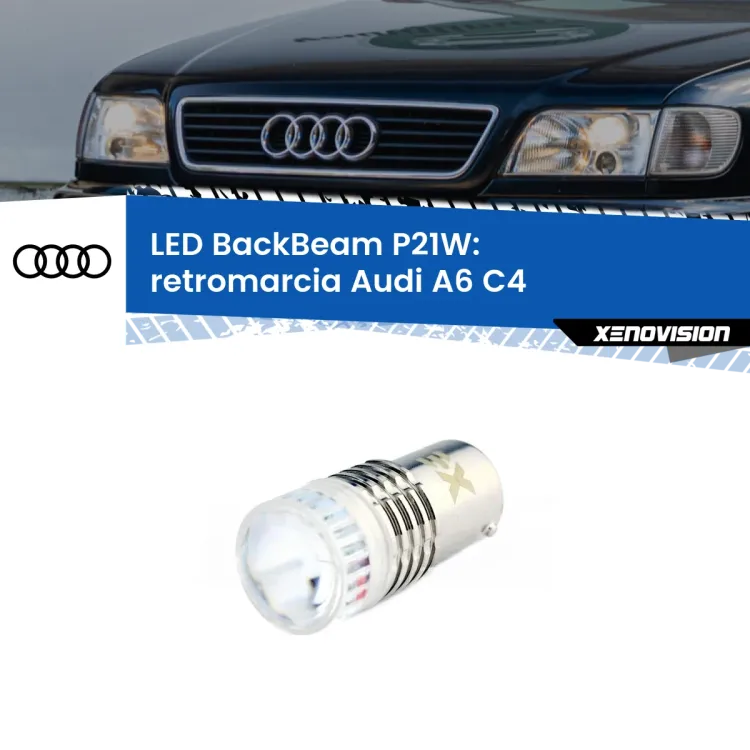 <strong>Retromarcia LED per Audi A6</strong> C4 1994 - 1997. Lampada <strong>P21W</strong> canbus. Illumina a giorno con questo straordinario cannone LED a luminosità estrema.