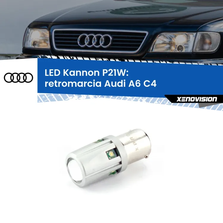 <strong>LED per Retromarcia Audi A6 C4 1994 - 1997.</strong>Lampadina P21W con una poderosa illuminazione frontale rafforzata da 5 potenti chip laterali.