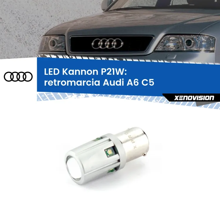 <strong>LED per Retromarcia Audi A6 C5 1997 - 2004.</strong>Lampadina P21W con una poderosa illuminazione frontale rafforzata da 5 potenti chip laterali.