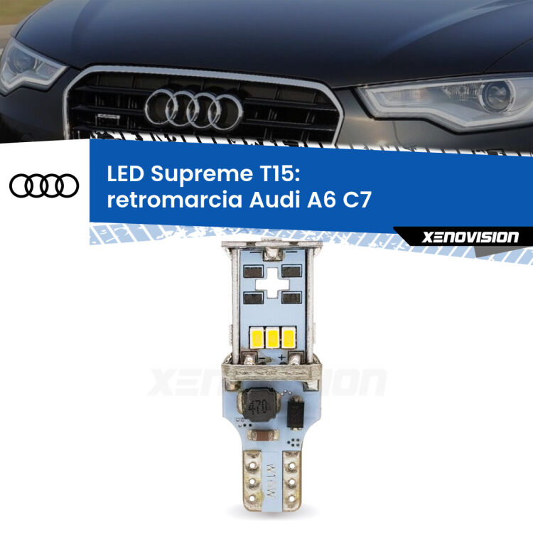 <strong>LED retromarcia per Audi A6</strong> C7 2010 - 2018. 15 Chip CREE 3535, sviluppa un'incredibile potenza. Qualità Massima. Oltre 6W reali di pura potenza.