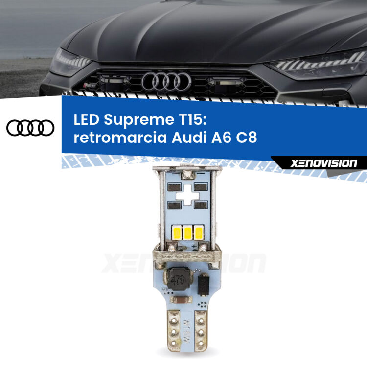 <strong>LED retromarcia per Audi A6</strong> C8 2018 in poi. 15 Chip CREE 3535, sviluppa un'incredibile potenza. Qualità Massima. Oltre 6W reali di pura potenza.