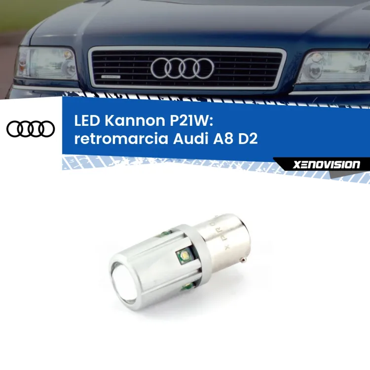 <strong>LED per Retromarcia Audi A8 D2 1994 - 2002.</strong>Lampadina P21W con una poderosa illuminazione frontale rafforzata da 5 potenti chip laterali.