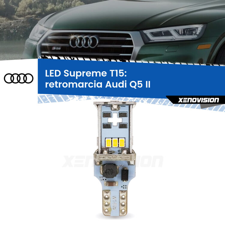 <strong>LED retromarcia per Audi Q5</strong> II 2018 in poi. 15 Chip CREE 3535, sviluppa un'incredibile potenza. Qualità Massima. Oltre 6W reali di pura potenza.