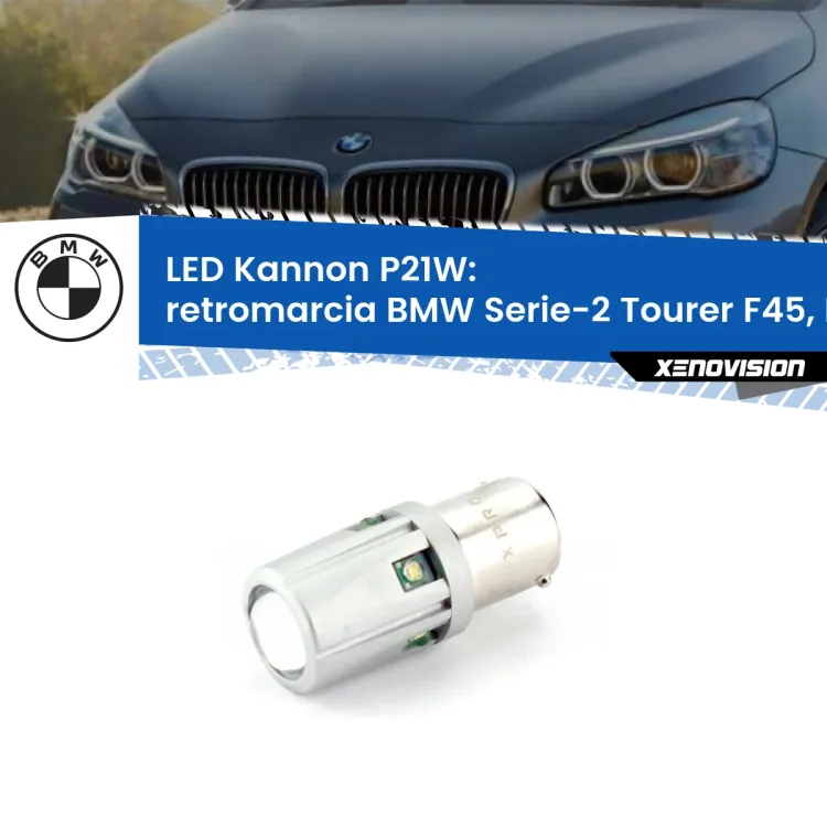 <strong>LED per Retromarcia BMW Serie-2 Tourer F45, F46 2014 - 2018.</strong>Lampadina P21W con una poderosa illuminazione frontale rafforzata da 5 potenti chip laterali.