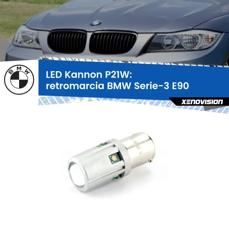 <strong>LED per Retromarcia BMW Serie-3 E90 in poi.</strong>Lampadina P21W con una poderosa illuminazione frontale rafforzata da 5 potenti chip laterali.