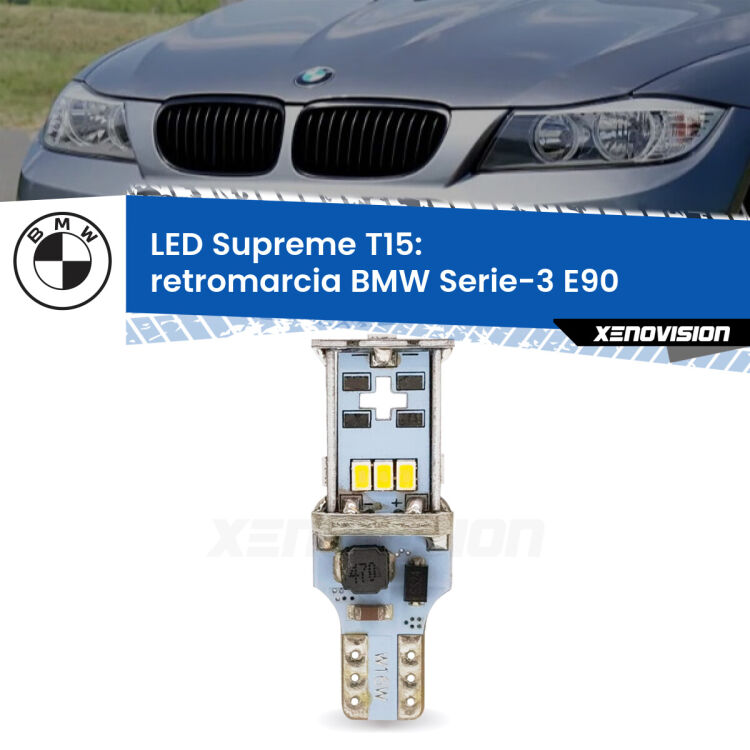 <strong>LED retromarcia per BMW Serie-3</strong> E90 in poi. 15 Chip CREE 3535, sviluppa un'incredibile potenza. Qualità Massima. Oltre 6W reali di pura potenza.