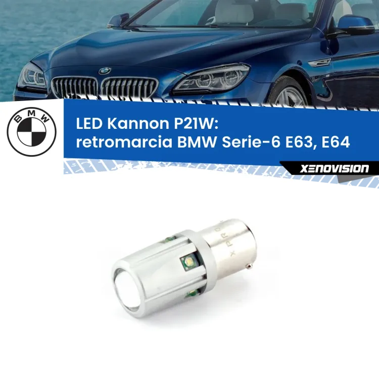 <strong>LED per Retromarcia BMW Serie-6 E63, E64 2004 - 2010.</strong>Lampadina P21W con una poderosa illuminazione frontale rafforzata da 5 potenti chip laterali.