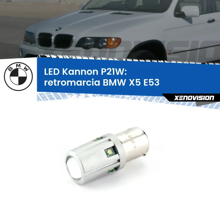 <strong>LED per Retromarcia BMW X5 E53 1999 - 2005.</strong>Lampadina P21W con una poderosa illuminazione frontale rafforzata da 5 potenti chip laterali.