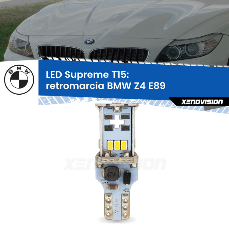 <strong>LED retromarcia per BMW Z4</strong> E89 2009 - 2016. 15 Chip CREE 3535, sviluppa un'incredibile potenza. Qualità Massima. Oltre 6W reali di pura potenza.