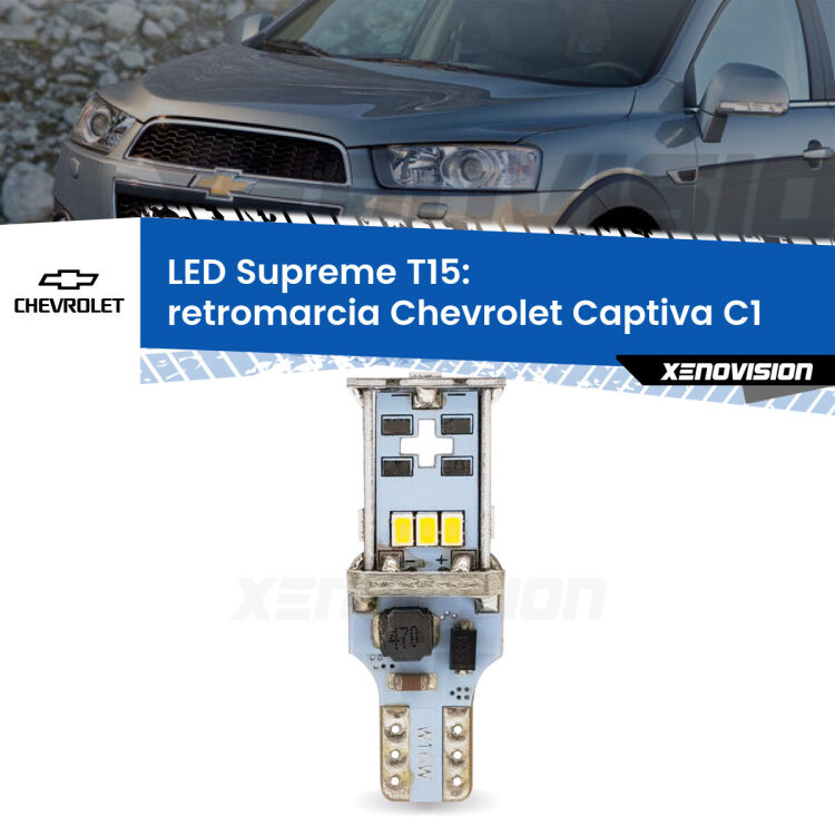 <strong>LED retromarcia per Chevrolet Captiva</strong> C1 2006 - 2018. 15 Chip CREE 3535, sviluppa un'incredibile potenza. Qualità Massima. Oltre 6W reali di pura potenza.