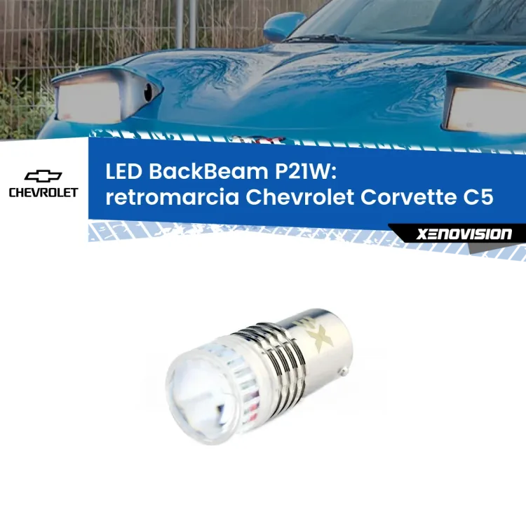 <strong>Retromarcia LED per Chevrolet Corvette</strong> C5 1997 - 2004. Lampada <strong>P21W</strong> canbus. Illumina a giorno con questo straordinario cannone LED a luminosità estrema.