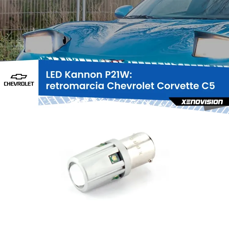 <strong>LED per Retromarcia Chevrolet Corvette C5 1997 - 2004.</strong>Lampadina P21W con una poderosa illuminazione frontale rafforzata da 5 potenti chip laterali.