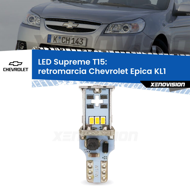 <strong>LED retromarcia per Chevrolet Epica</strong> KL1 2005 - 2011. 15 Chip CREE 3535, sviluppa un'incredibile potenza. Qualità Massima. Oltre 6W reali di pura potenza.