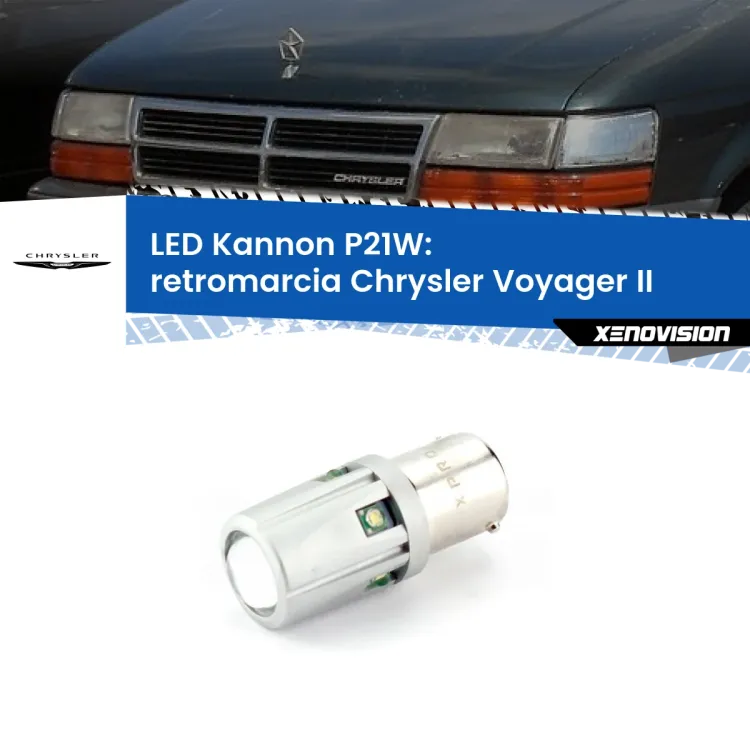 <strong>LED per Retromarcia Chrysler Voyager II  1990 - 1995.</strong>Lampadina P21W con una poderosa illuminazione frontale rafforzata da 5 potenti chip laterali.