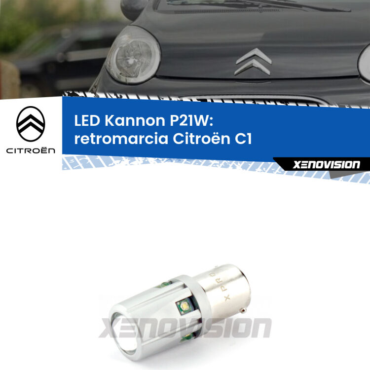 <strong>LED per Retromarcia Citroën C1  2005 - 2013.</strong>Lampadina P21W con una poderosa illuminazione frontale rafforzata da 5 potenti chip laterali.