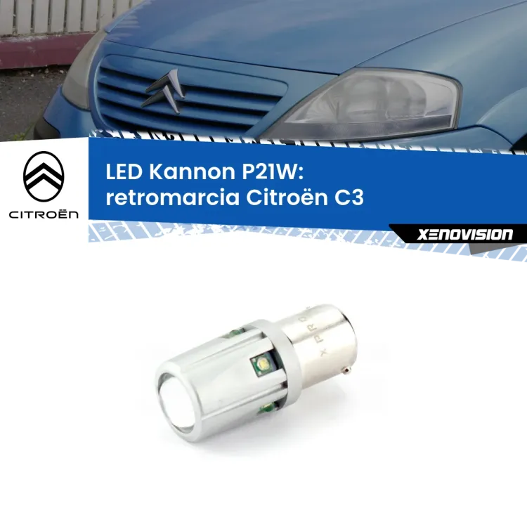 <strong>LED per Retromarcia Citroën C3  2002 - 2009.</strong>Lampadina P21W con una poderosa illuminazione frontale rafforzata da 5 potenti chip laterali.