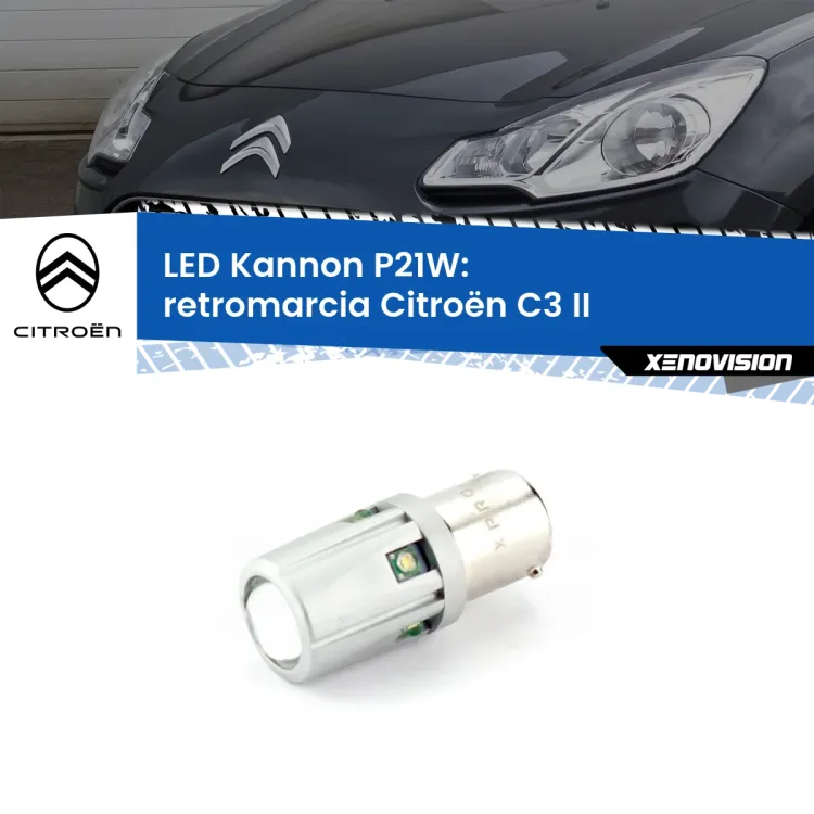 <strong>LED per Retromarcia Citroën C3 II 2009 - 2016.</strong>Lampadina P21W con una poderosa illuminazione frontale rafforzata da 5 potenti chip laterali.