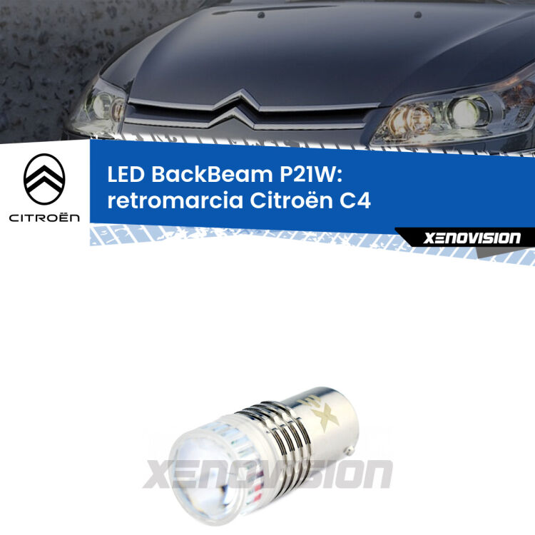 <strong>Retromarcia LED per Citroën C4</strong>  2004 - 2011. Lampada <strong>P21W</strong> canbus. Illumina a giorno con questo straordinario cannone LED a luminosità estrema.