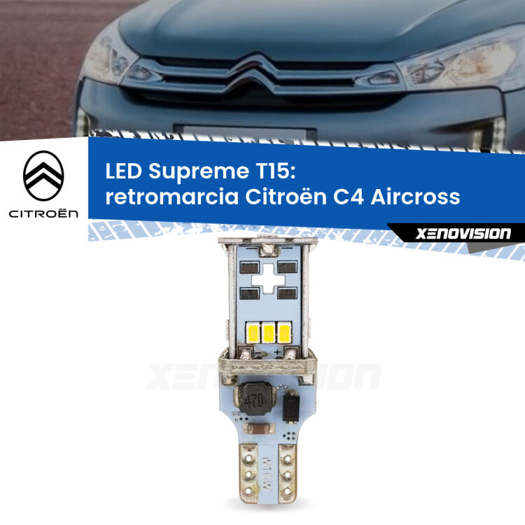 <strong>LED retromarcia per Citroën C4 Aircross</strong>  2010 - 2018. 15 Chip CREE 3535, sviluppa un'incredibile potenza. Qualità Massima. Oltre 6W reali di pura potenza.