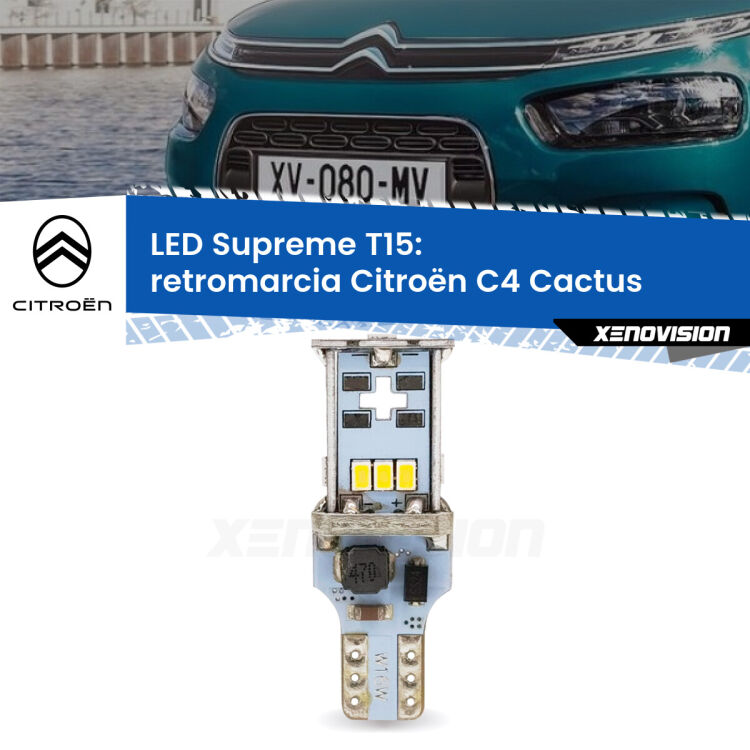 <strong>LED retromarcia per Citroën C4 Cactus</strong>  2018 in poi. 15 Chip CREE 3535, sviluppa un'incredibile potenza. Qualità Massima. Oltre 6W reali di pura potenza.