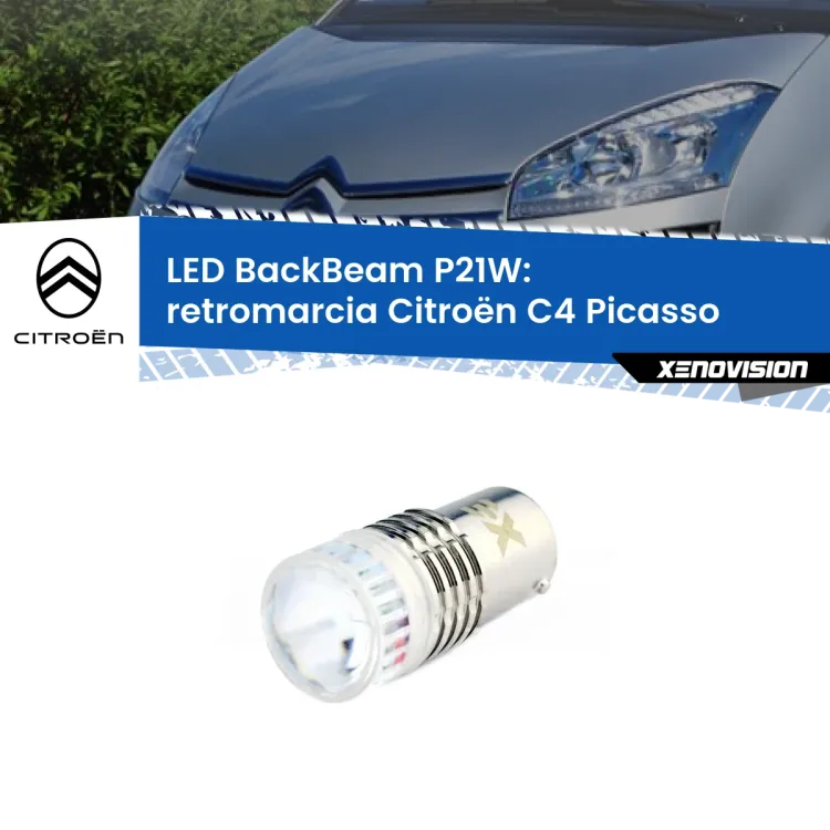 <strong>Retromarcia LED per Citroën C4 Picasso</strong>  2006 - 2013. Lampada <strong>P21W</strong> canbus. Illumina a giorno con questo straordinario cannone LED a luminosità estrema.