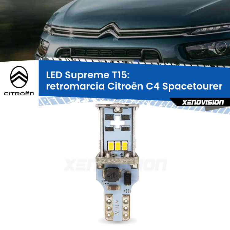 <strong>LED retromarcia per Citroën C4 Spacetourer</strong>  2018 in poi. 15 Chip CREE 3535, sviluppa un'incredibile potenza. Qualità Massima. Oltre 6W reali di pura potenza.